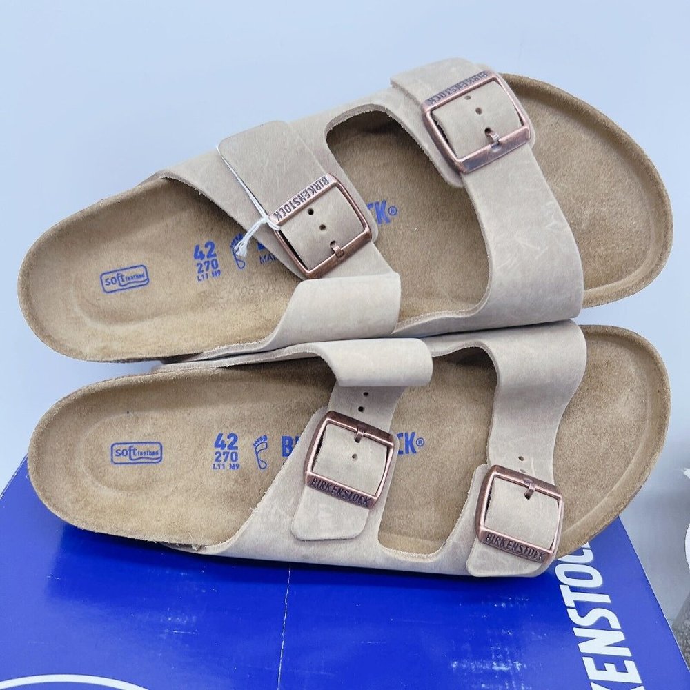 Birkenstock Soft Footbed Arizona Sandal Tabacco Leather EU 42 Mens US 9- 9.5 W - Picture 11 of 12